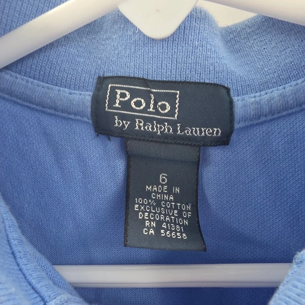 VINTAGE 90S POLO RALPH LAUREN YOUTH SIZE 6 SMALL BLUE YELLOW PONY SHIRT POLO